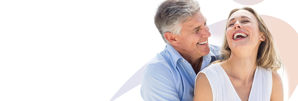 Happy older couple embracing